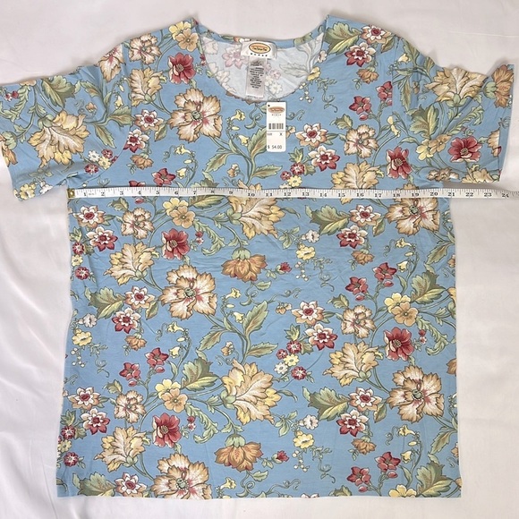 Talbots New Woman’s Size X  Floral Print Short Sleeve Stretchy Top - Picture 5 of 6